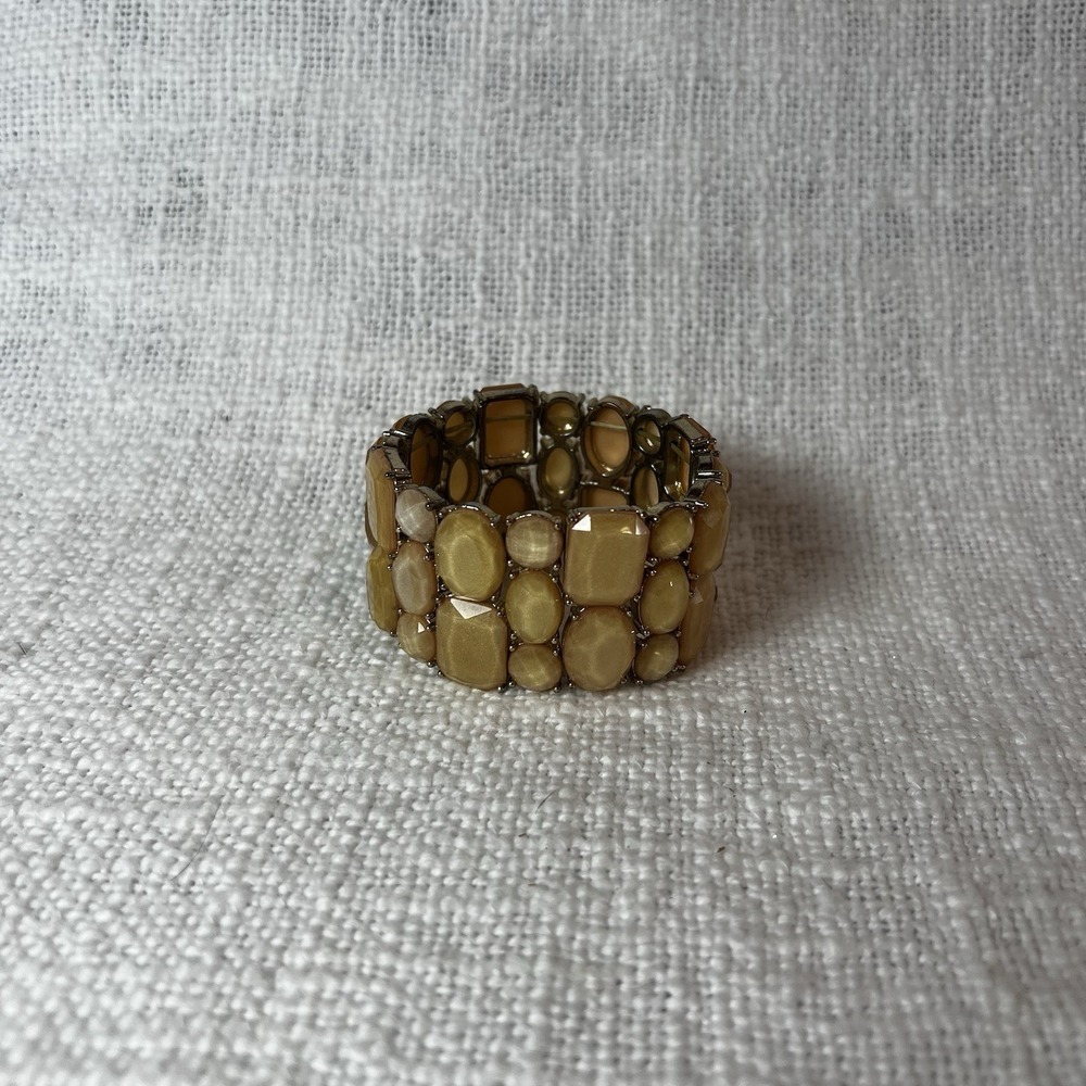 Vintage Peach Faceted‎ Stretch Bracelet Statement Multi-Tone Luxe Preppy